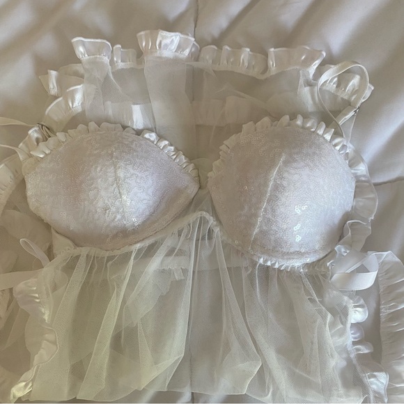 white sequin Victoria Secret Bridal Lingerie - Picture 5 of 5